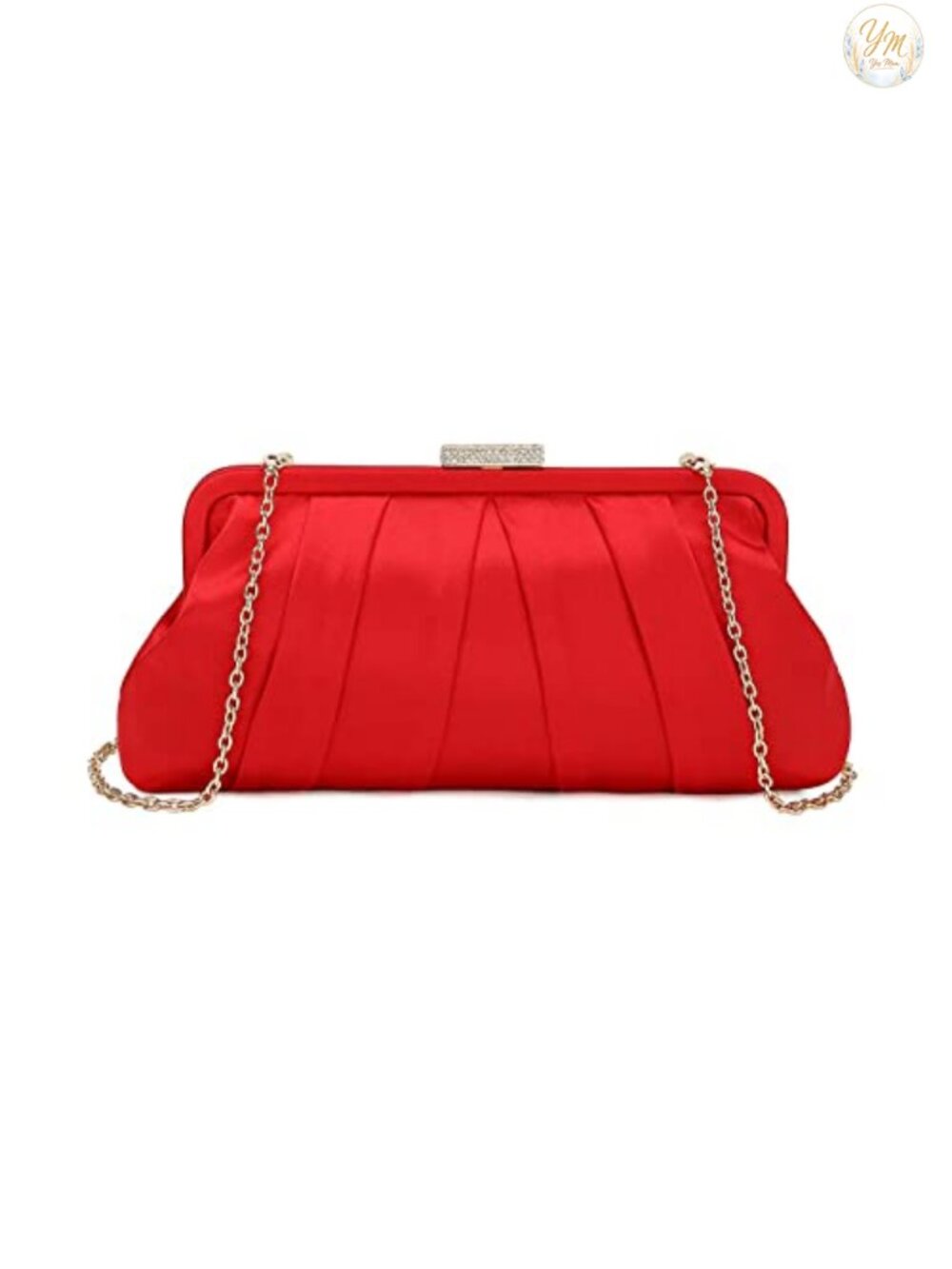Pleated Satin Clutch Bag Diamante Embellished Formal Evening Handbag